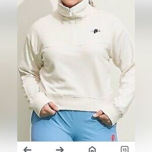 Prince Pickleball  Women’s French Terry 1/4. Zip Pullover Sweatshirt  Cream. XXL